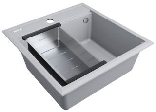 Комплект Paulmark: мойка Stepia 50 и коландер Advance PM115051-GRS+A375-BS серый дым/брашированная нержавеющая сталь